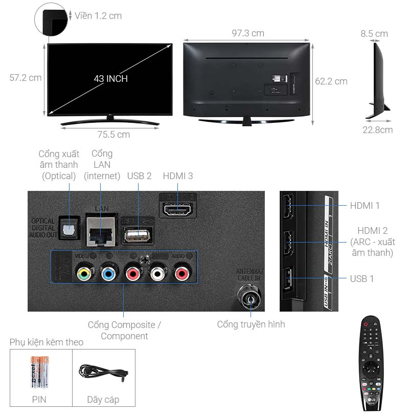 Smart Tivi LG 4K 43 inch 43UN7400