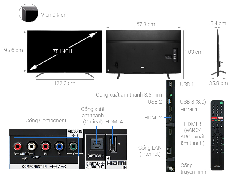 Smart Tivi 4k Sony LED 75 Inch X85G (KD-75X8500G)