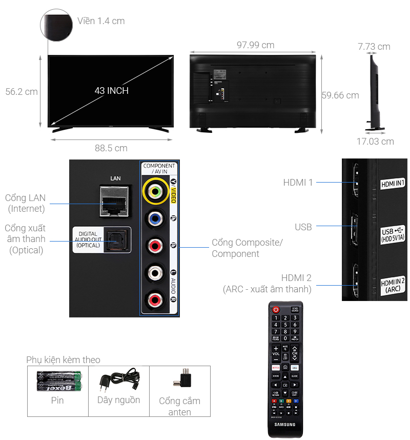 Smart TV Samsung Full HD 43 inch T6000 (UA43T6000AKXXV)