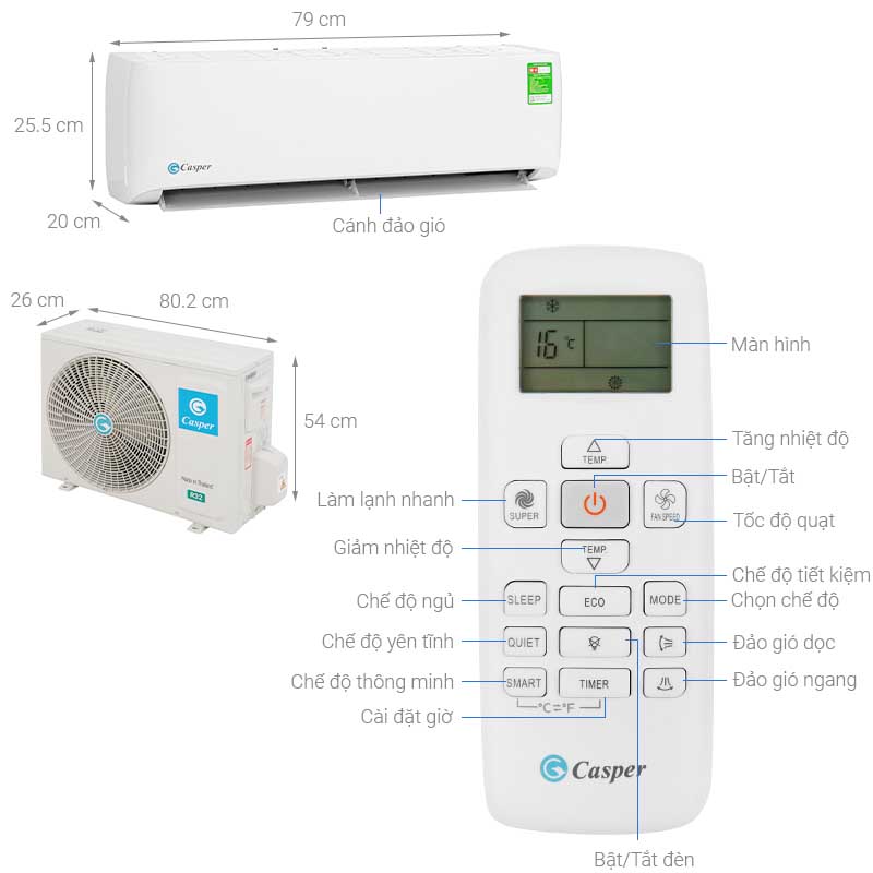 Điều hòa treo tường Casper 1 chiều 12000 BTU (LC-12TL32)