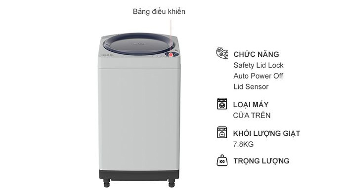 Máy giặt Sharp 7.8kg (ES-W78GV-H) 