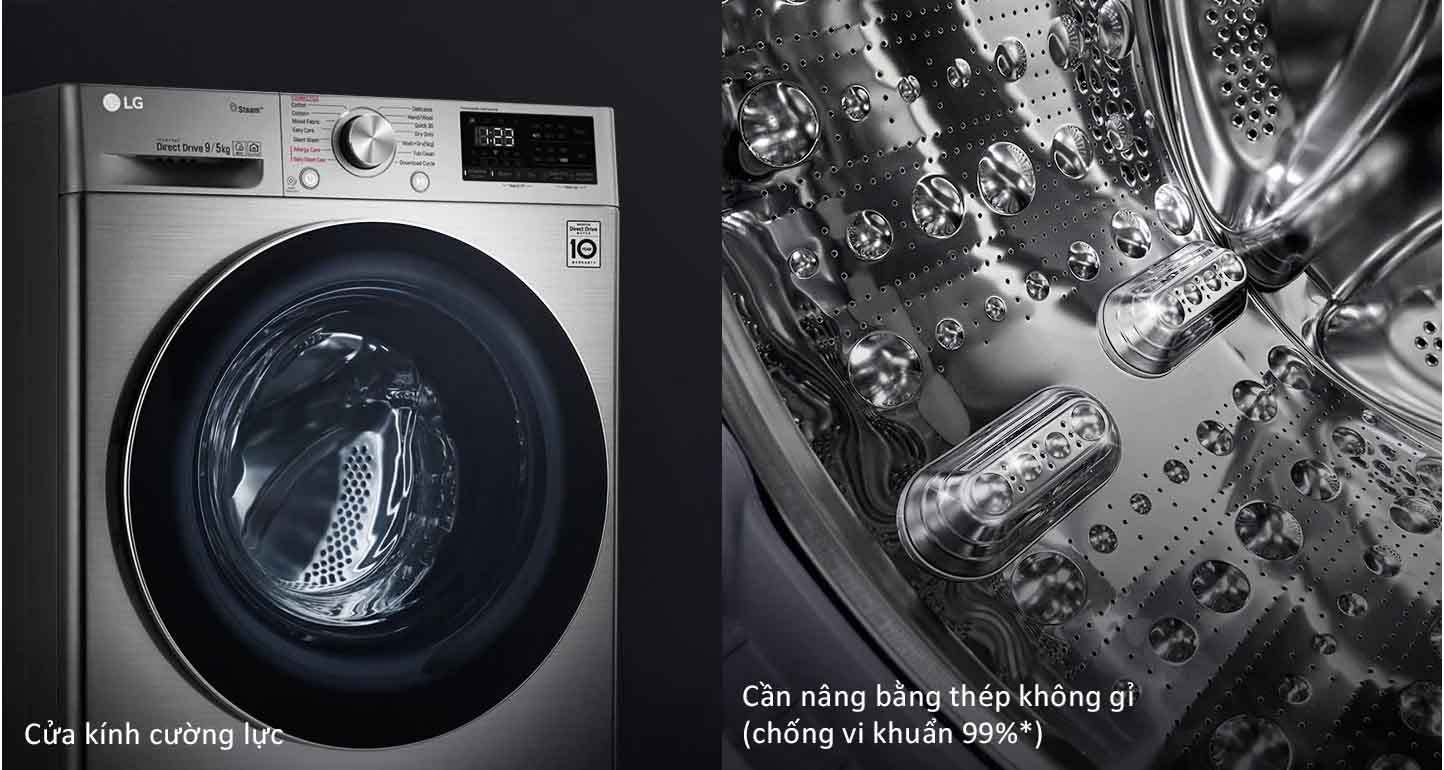 Máy giặt sấy LG Inverter 9 kg (FV1409G4V) Lồng Ngang