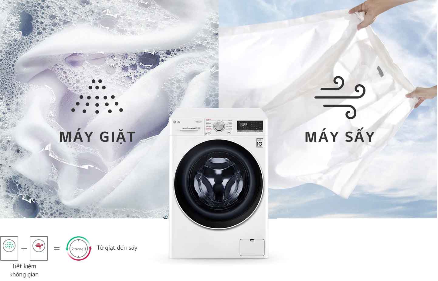 Máy giặt sấy LG Inverter 8.5 kg (FV1408G4W) Lồng Ngang