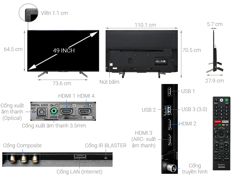 Smart Tivi Sony LED 49 Inch W80G (KDL-49W800G)