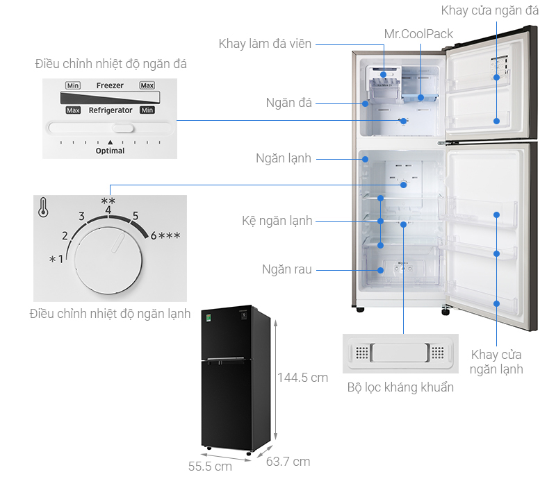 Tủ Lạnh Samsung Inverter 216 Lít (RT20HAR8DBU/SV)