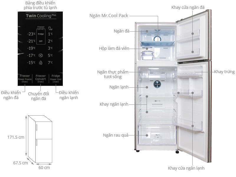Tủ lạnh Samsung Inverter 320 Lít (RT32K5532S8/SV) (2 Cánh)