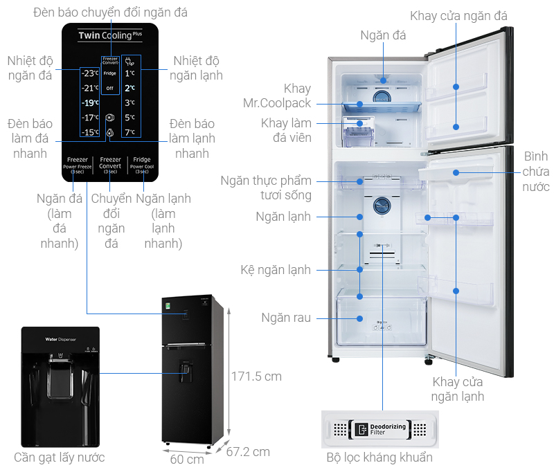 Tủ lạnh Samsung Inverter 300 Lít (RT32K5932BU/SV) (2 cánh)