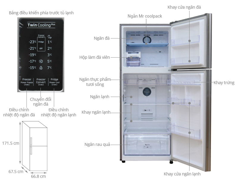 Tủ lạnh Samsung Inverter 360 Lít (RT35K5532S8/SV)