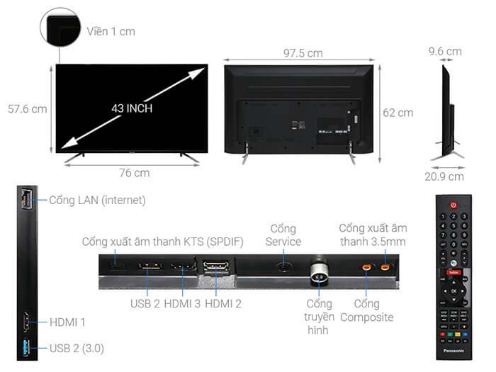 Smart Tivi Panasonic Android 4K 43 inch (43GX650) hiện đại