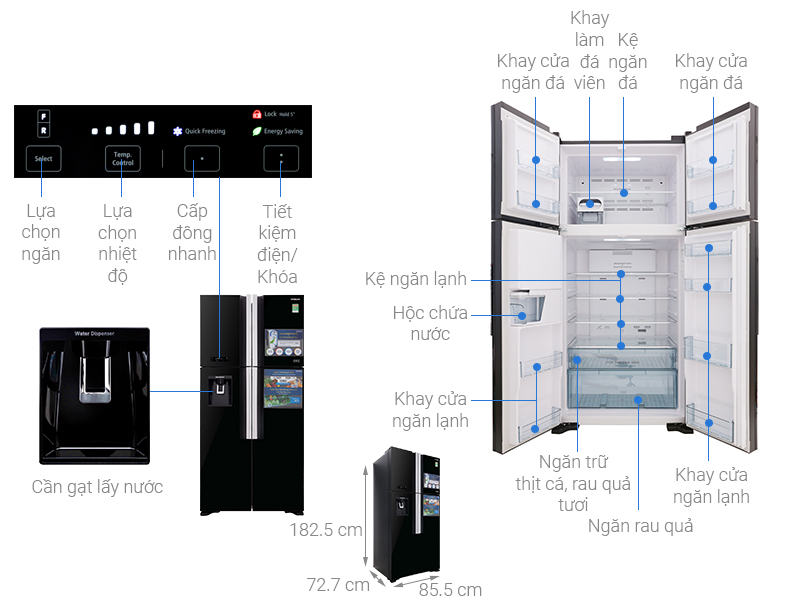 Tủ lạnh Hitachi Inverter 540 Lít (R-FW690PGV7 GBK)