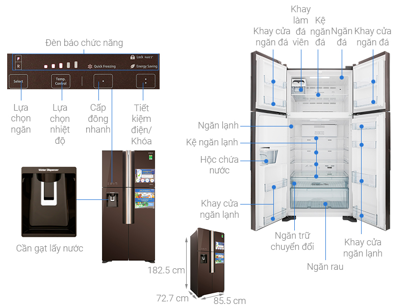 Tủ lạnh Hitachi Inverter 540 Lít (R-FW690PGV7 GBW)