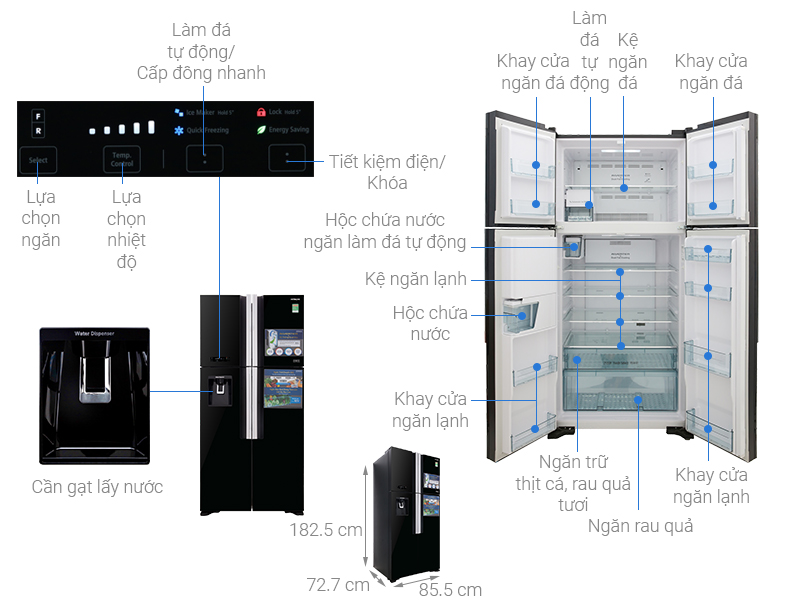 Tủ lạnh Hitachi Inverter 540 Lít (R-FW690PGV7X GBK)