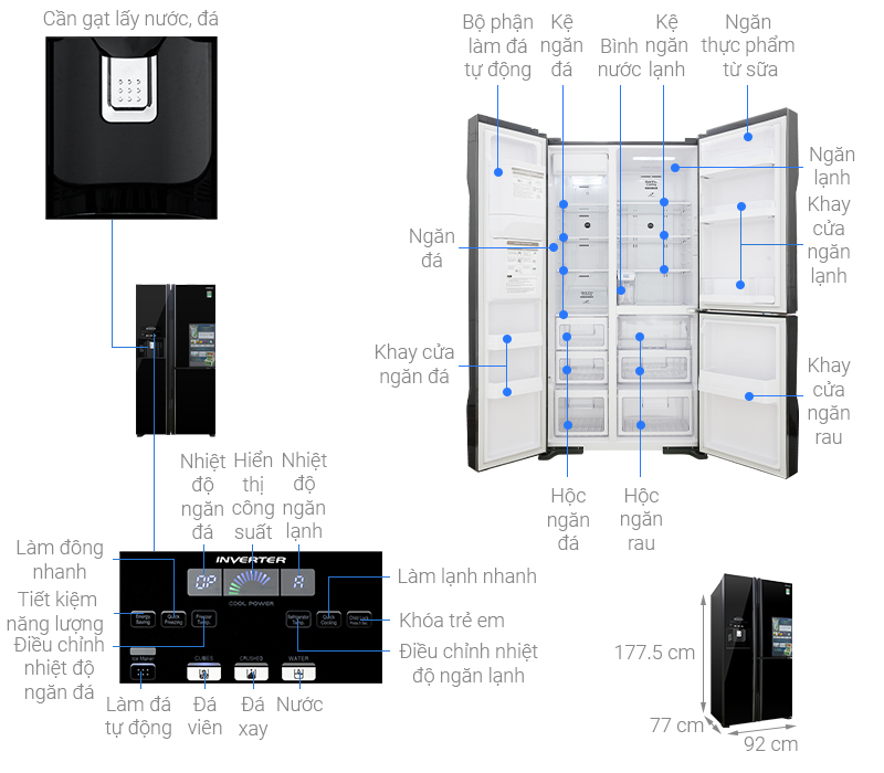 Tủ lạnh Hitachi Inverter 584 Lít (R-FM800GPGV2 GBK)