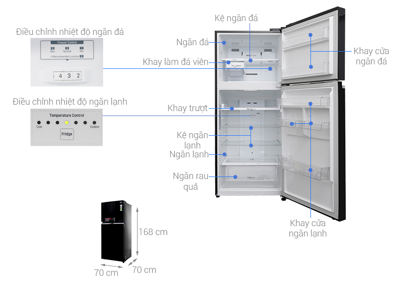 Tủ lạnh LG Inverter 393 Lít (GN-L422GB)