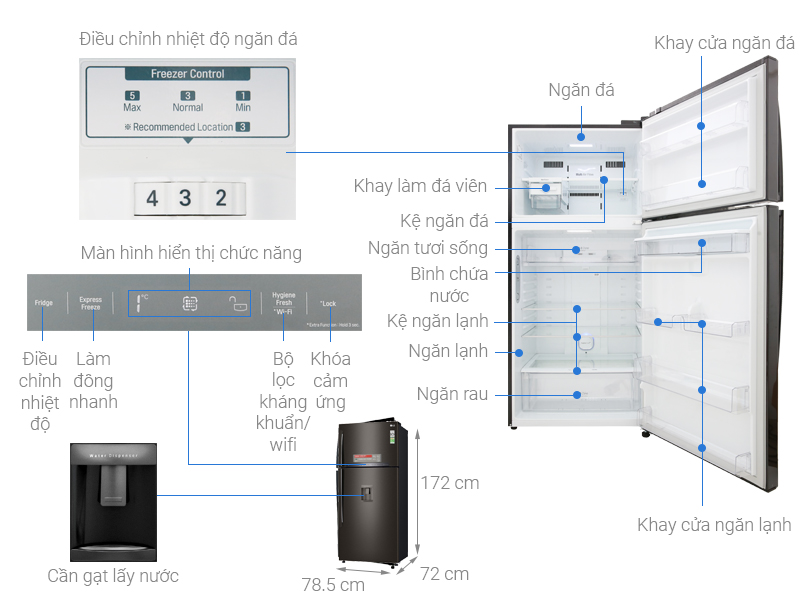 Tủ lạnh LG Inverter 475 Lít (GN-D602BL) hiện đại