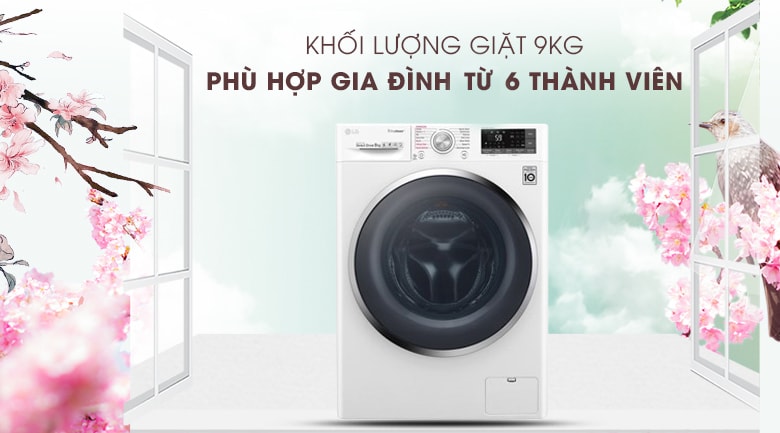 Máy giặt LG Inverter 9kg (FC1409S4W) Lồng Ngang