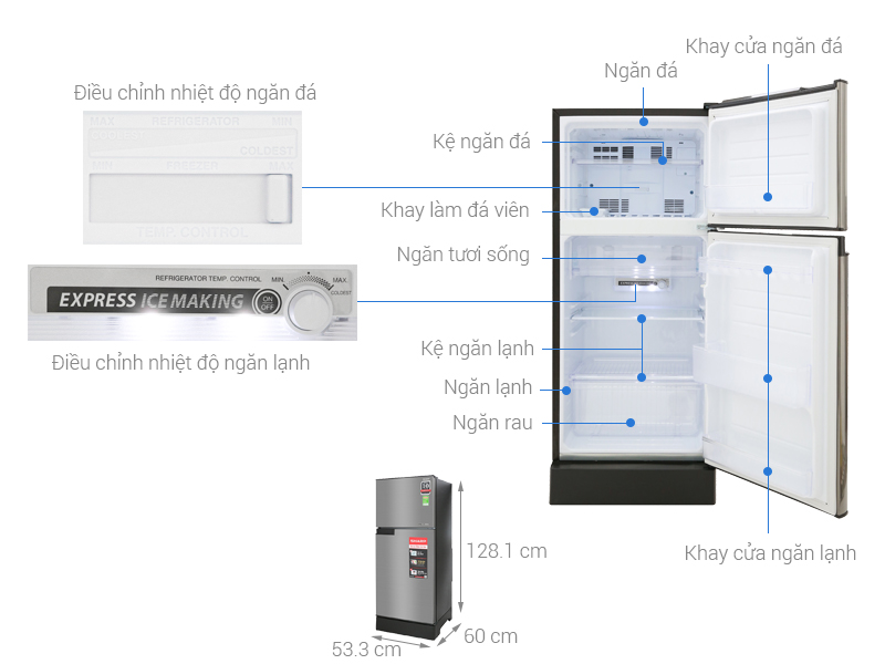 Tủ lạnh Sharp Inverter 150 lít (X176E-SL)