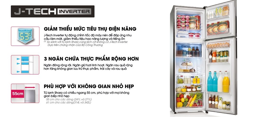 Tủ lạnh Sharp Inverter 253 lít (SJ-X281E-SL)