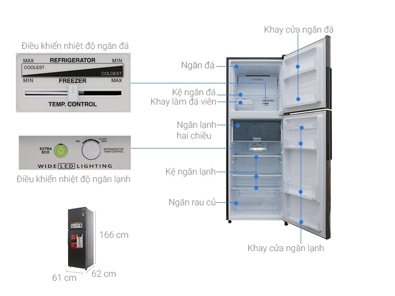 Tủ lạnh Sharp Inverter 314 lít (X316E-SL) (2 cánh)