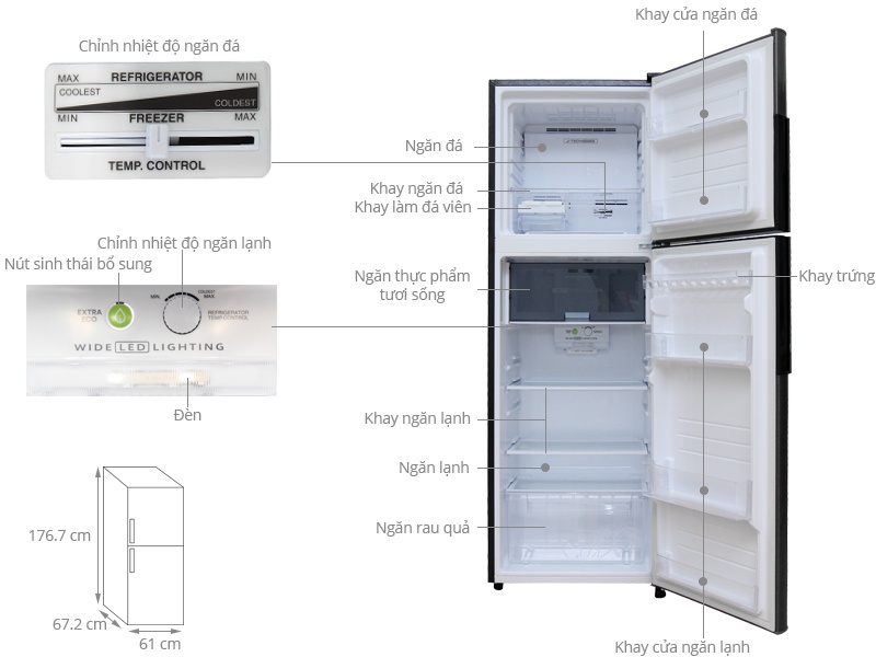 Tủ lạnh Sharp Inverter 315 lít (SJ-X346E-DS)