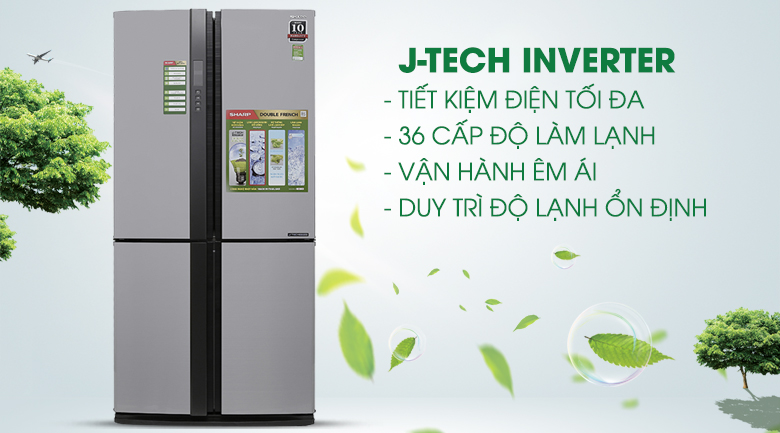 Tủ lạnh Sharp Inverter 605 lít (SJ-FX680V-ST) (4 cánh) , tủ lạnh sharp 4 cánh