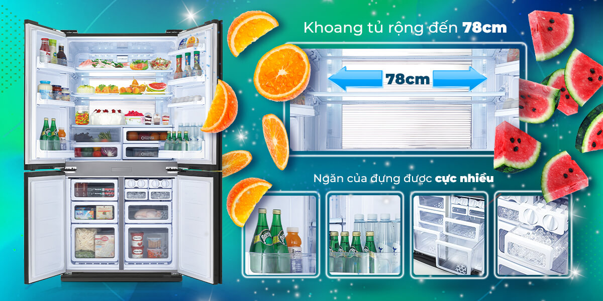 Tủ lạnh Sharp Inverter 605 lít (SJ-FX688VG-BK)